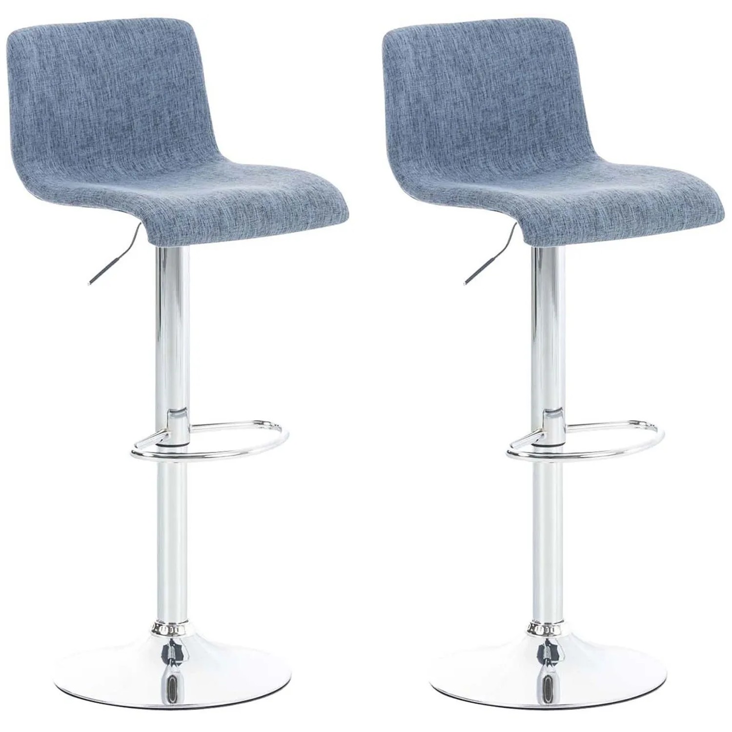 CLP 2er Set Barhocker Hover Stoff Blau/Chrom