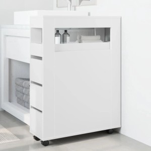 vidaXL Badschrank Schmal mit Rollen Weiß Holzwerkstoff 855268