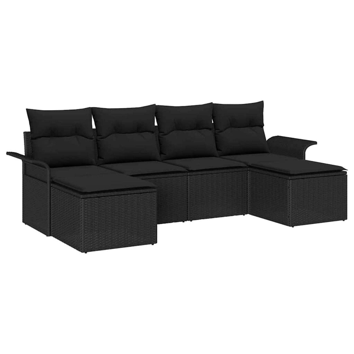 vidaXL Garten-Sofa-Set mit Kissen 6-Tlg Schwarz Poly Rattan 3345473 günstig online kaufen
