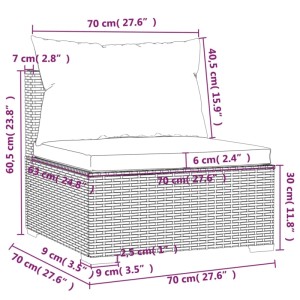 vidaXL Gartenlounge Set, 4-teilig, Poly Rattan schwarz, mit Maßangaben.