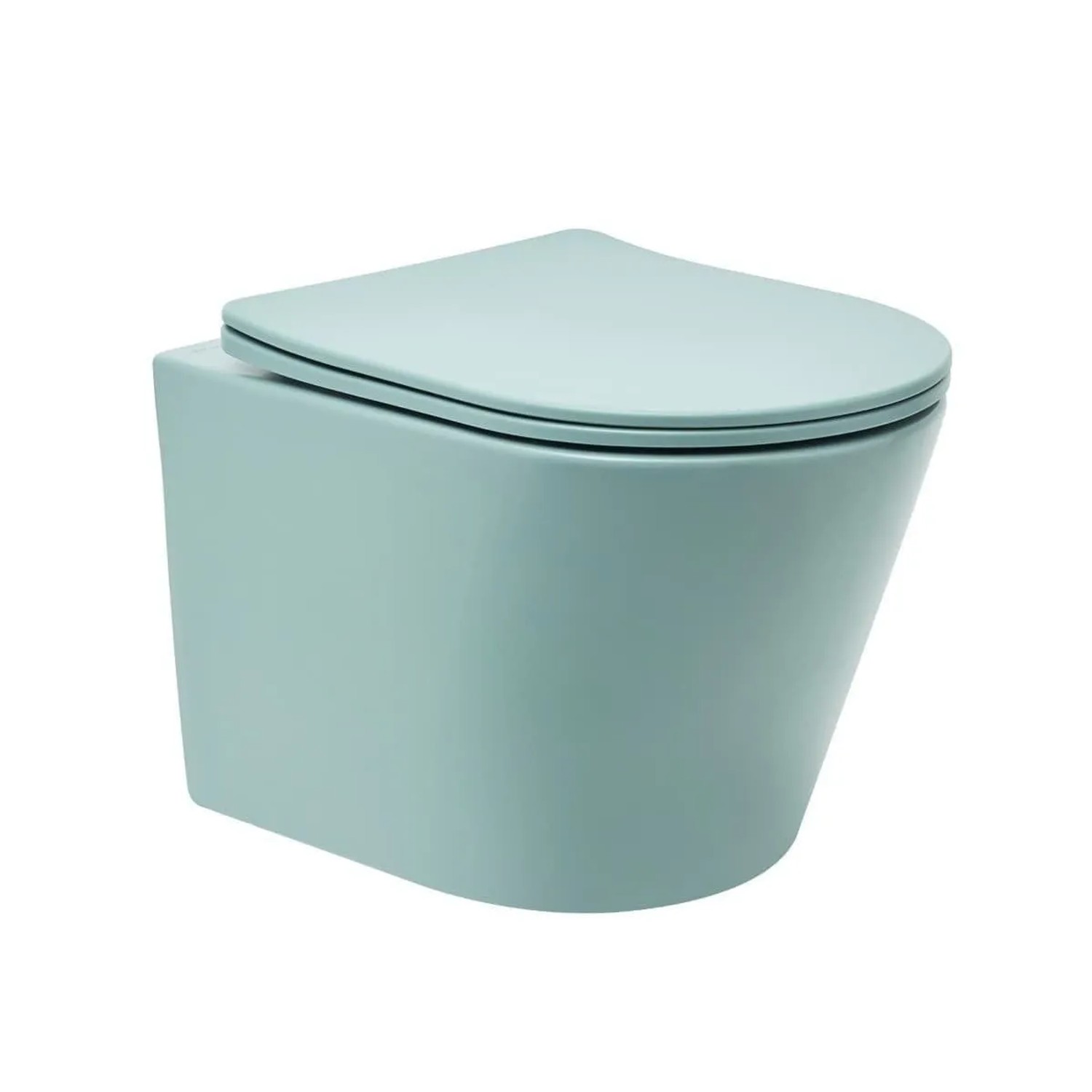 Swiss Aqua Technologies Wand-WC-Set Hänge-WC Spülrandlos WC-Sitz Absenkautomatik Montageset Grün Matt