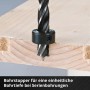 Holzbohrer mit Tiefenanschlag aus dem Einhell Werkzeug-Set für präzise Bohrlöcher.