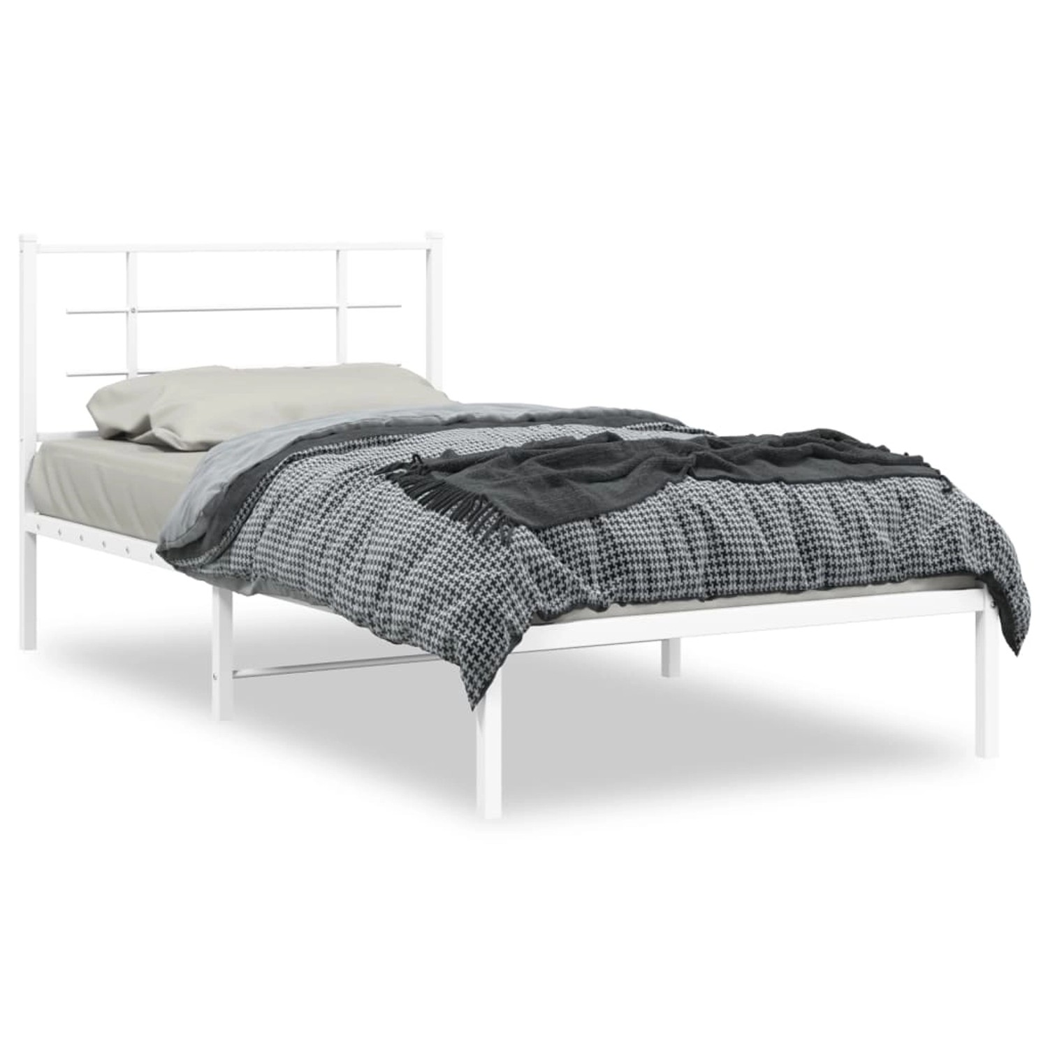 vidaXL Bettgestell mit Kopfteil Metall Weiß 107x203 cm 355606 günstig online kaufen
