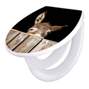 Banjado WC-Sitz mit Kindersitz und Esel-Motiv. Universeller Klodeckel aus Polypropylen mit Absenkautomatik.