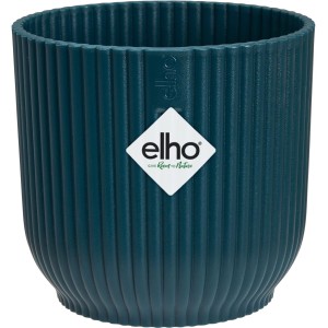 Elho Mini Vibes Blumentopf, Ø 9cm, tiefes Blau, gerippte Struktur.
