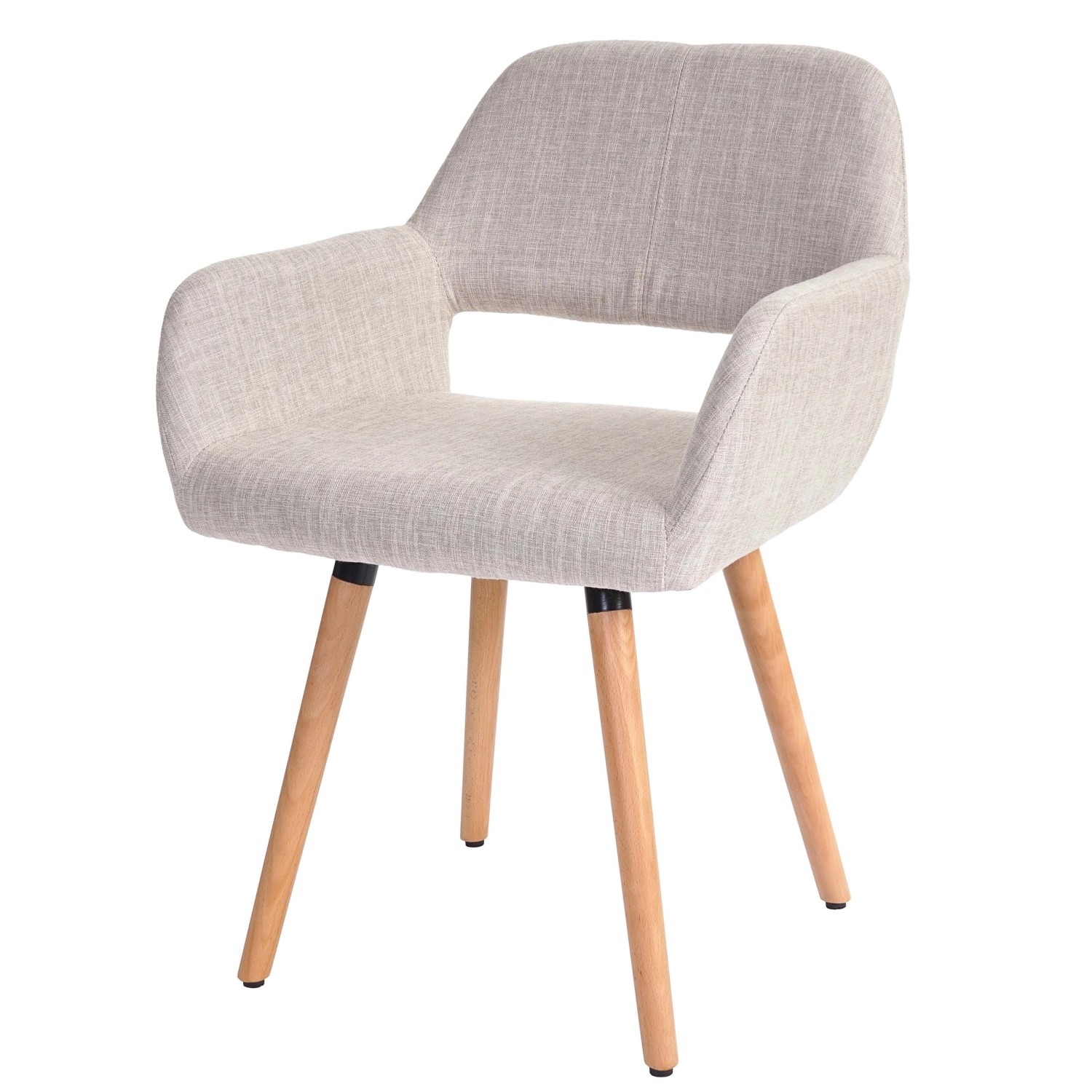MCW Esszimmerstuhl A50 II 6er-Set Textil Creme/grau Helle Beine günstig online kaufen