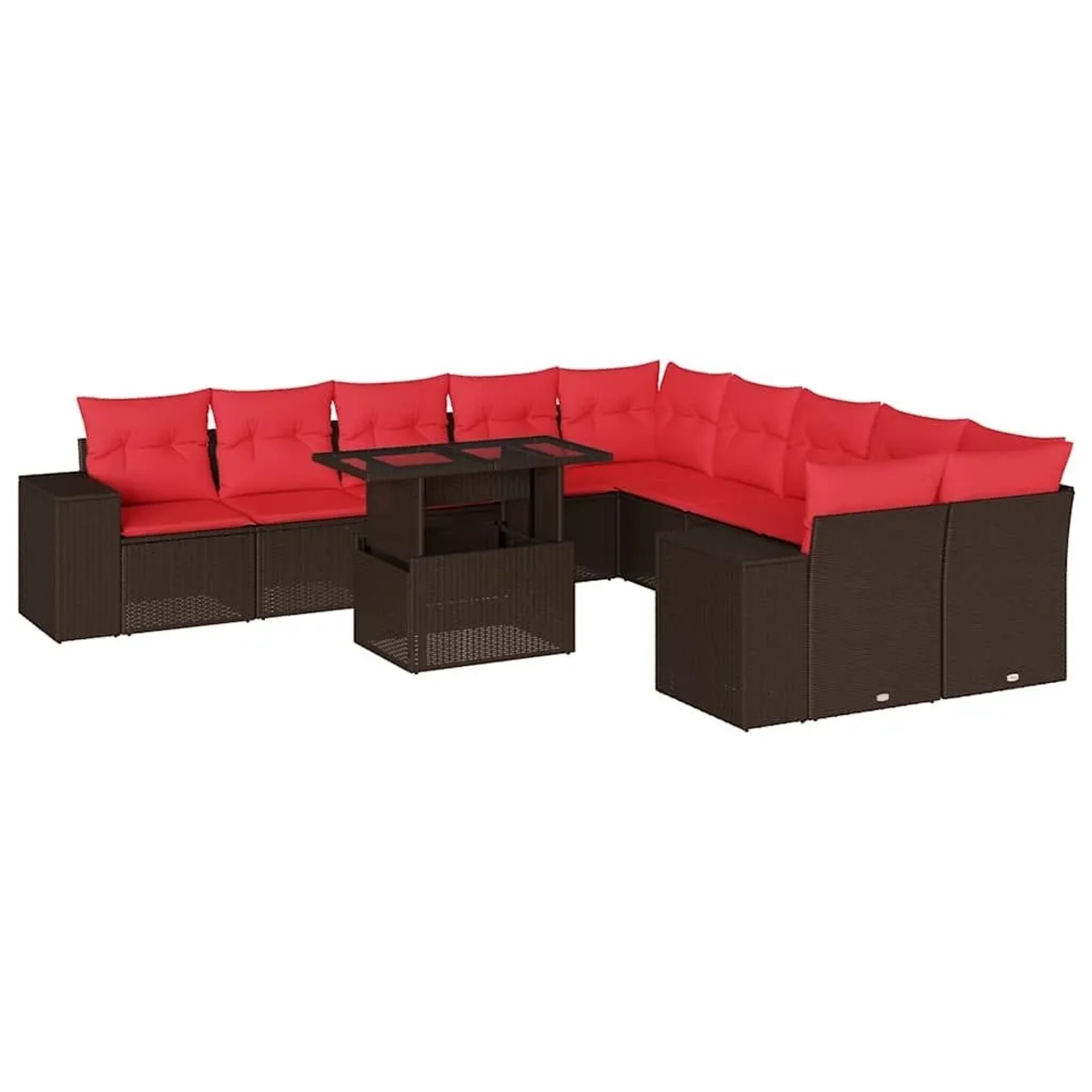 vidaXL 11-Tlg Gartensofa-Set mit Kissen Braun Polyrattan 3269434 günstig online kaufen