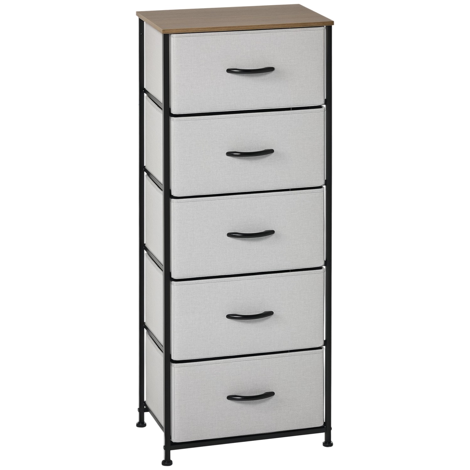 HOMCOM Kommode Sideboard mit 5 Klappbaren Schubladenschrank Grau günstig online kaufen