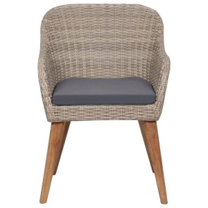 DELUKE Gartenstuhl EGOS 2er Set Poly-Rattan 62,5x55x82cm Mit Polster Braun Gartenstuhl Rattan Outdoorstühle Balkonstühle