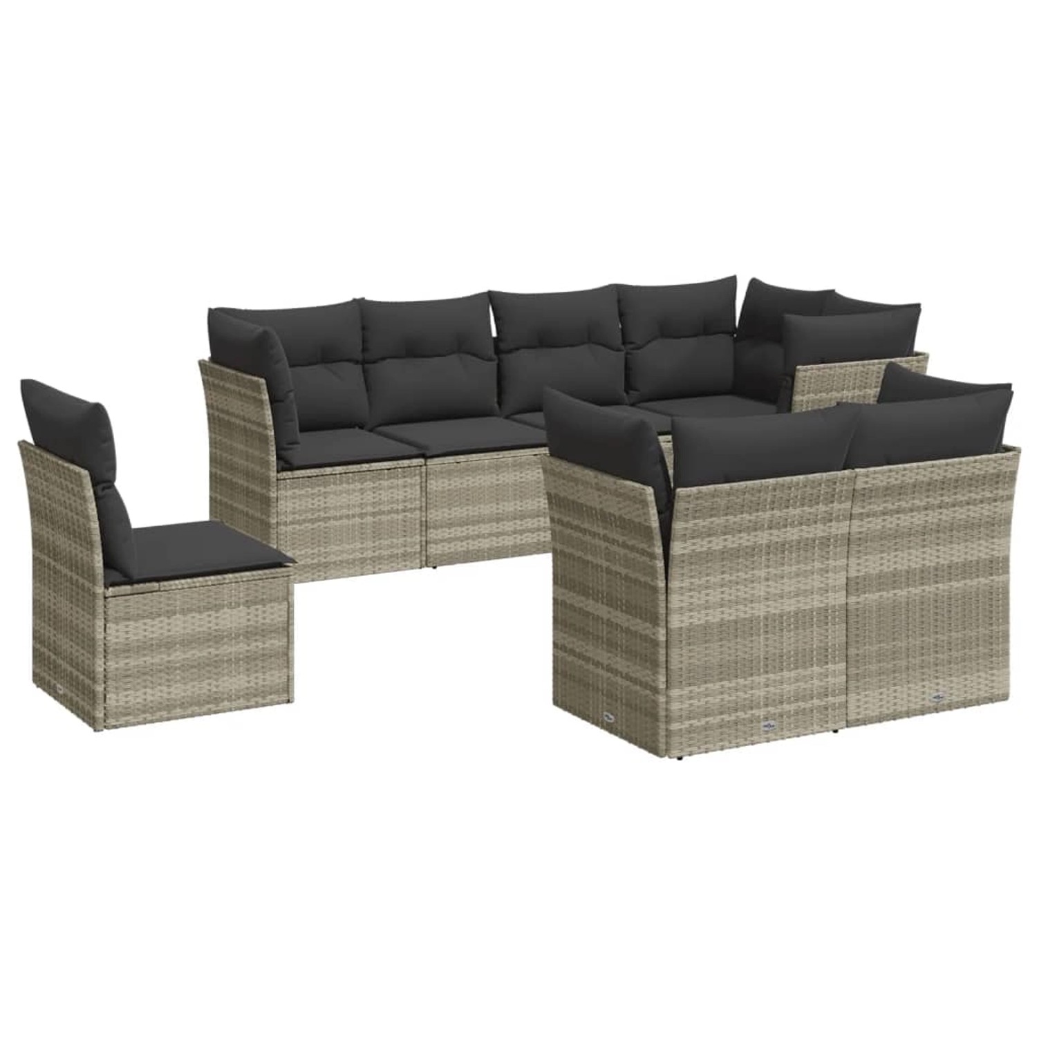vidaXL 8-Tlg Garten-Sofagarnitur mit Kissen Hellgrau Poly Rattan 3217932 günstig online kaufen