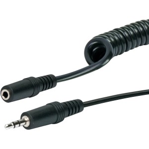 Schwaiger Spiralkabel 3m, Audio/Video-Verlängerungskabel mit 3,5mm Klinkenstecker und -buchse.