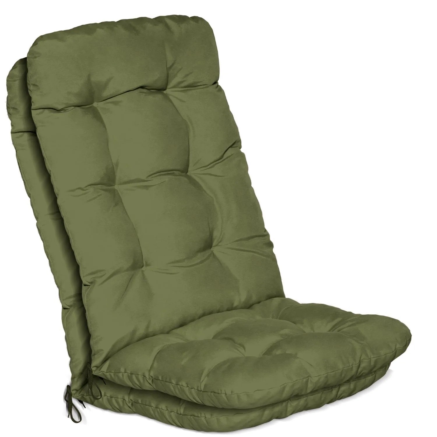 Beautissu 2er Set Hochlehner Auflagen Flair HL 120x50x8cm Olivegrün
