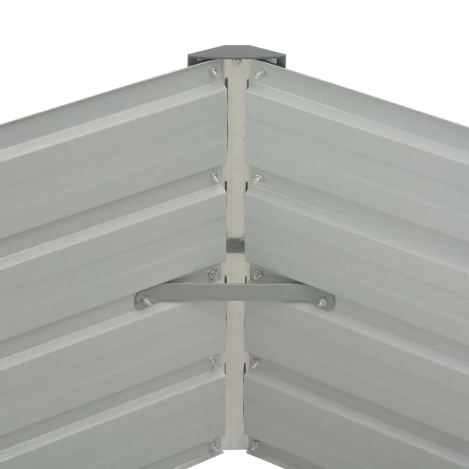 Detailansicht des grünen vidaXL Hochbeets aus Stahl, sechseckige Form.