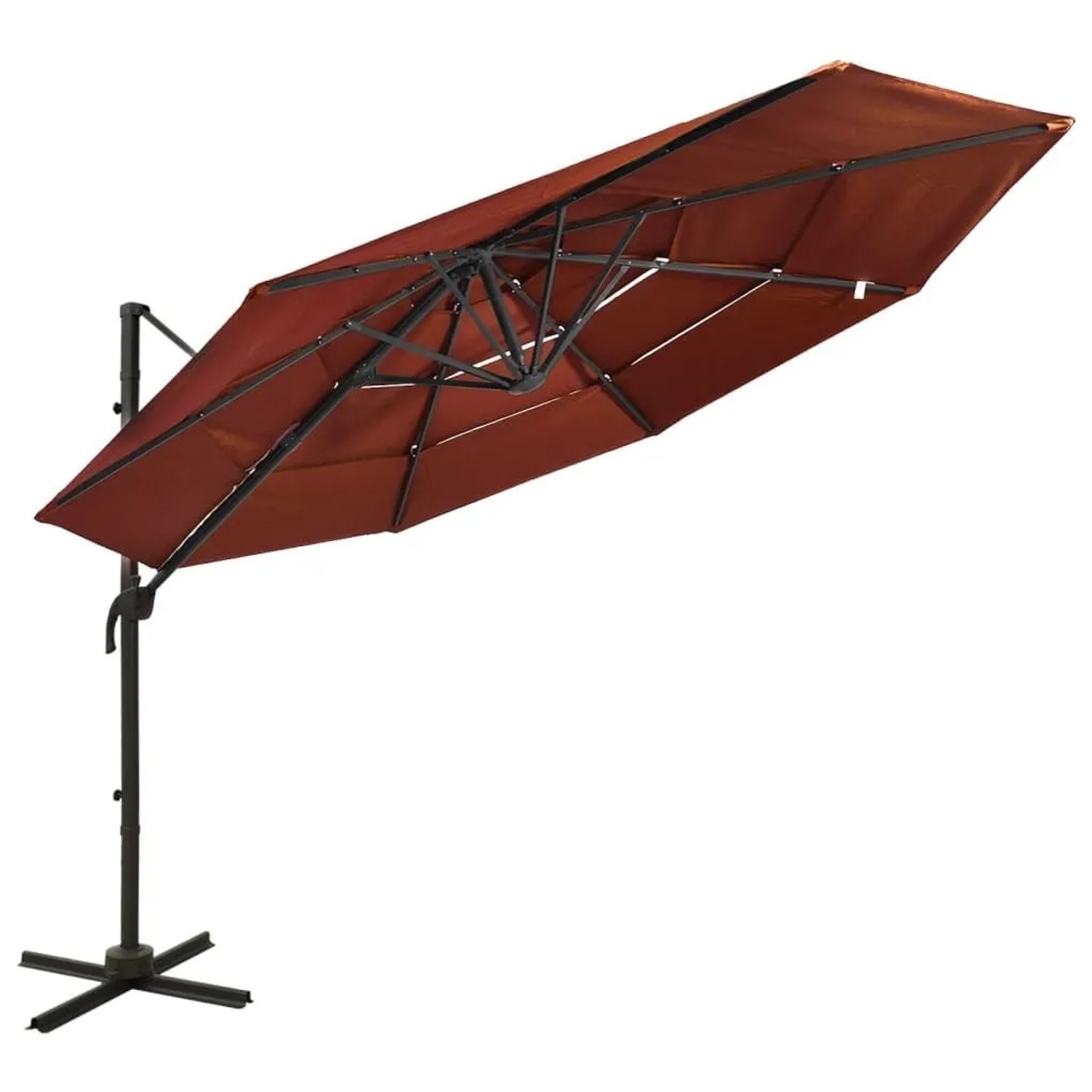 vidaXL Sonnenschirm mit Aluminium-Mast 4-Lagig Terrakottarot 3x3 m 313833