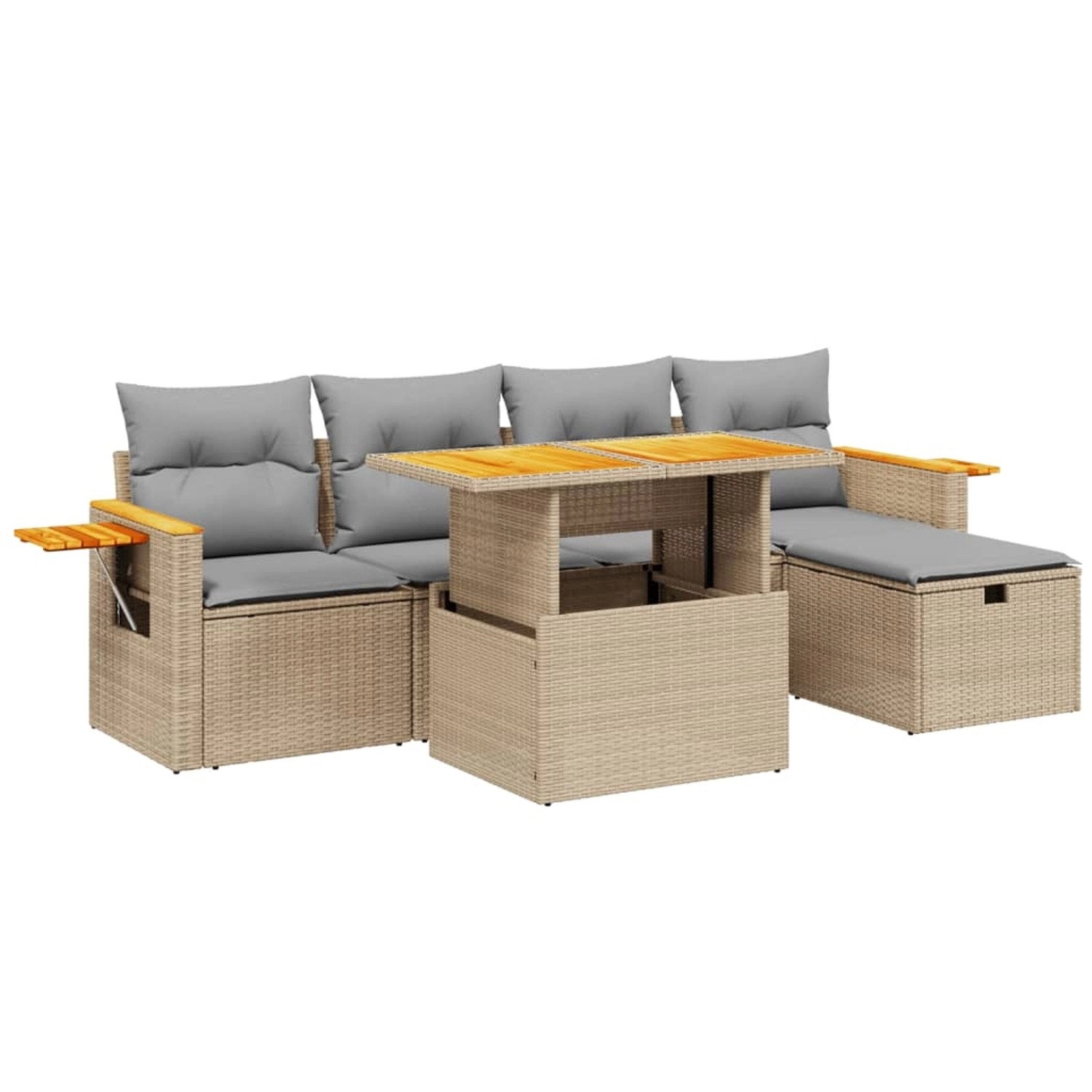 vidaXL 6-tlg Garten-Sofagarnitur mit Kissen Beige Poly Rattan Modell 386 günstig online kaufen