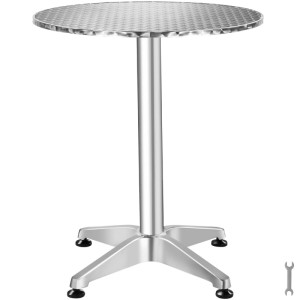 Wetterfester Tectake Aluminium Bistrotisch Frederic, silber, rund, mit strukturierter Platte, höhenverstellbar als Stehtisch.