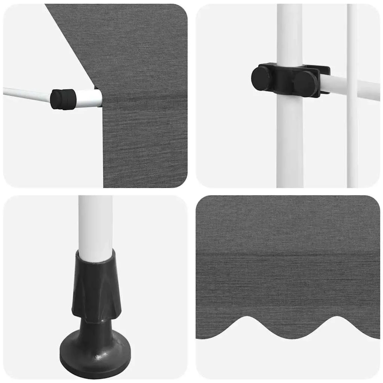 Details der anthrazitfarbenen, handbetriebenen vidaXL Markise, 200 cm breit.
