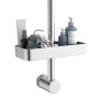Schütte Duschablage Chrom für Brausestange mit Pflegeprodukten.