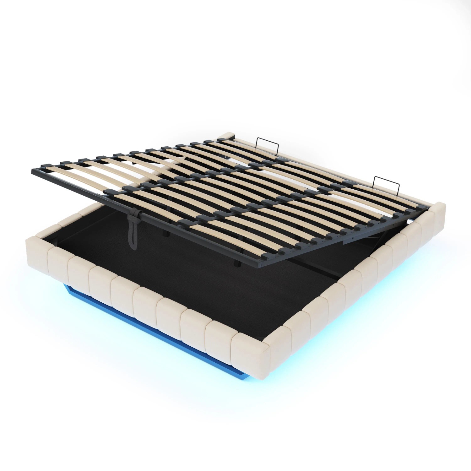 Merax Polsterbett 180x200cm LED Hydraulik Schwebebett Leinen Beige