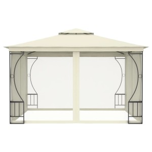 Cremefarbener vidaXL Pavillon mit Netz, 300x300x265 cm, für Garten & Outdoor.