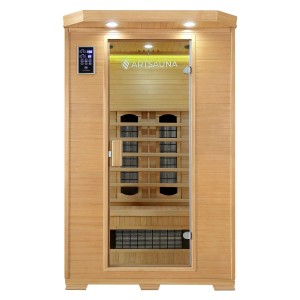 Artsauna Infrarotkabine Oslo aus Hemlockholz mit Keramikstrahlern für 2 Personen.