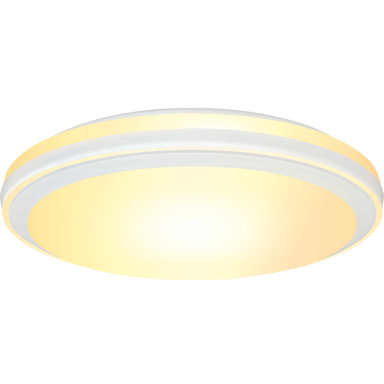 Runde LED-Deckenleuchte in Chromoptik mit einstellbarer Lichtfarbe für Wohn- und Schlafräume.