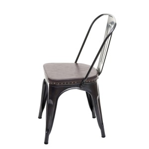 MCW Esszimmerstuhl H10e 4er Set, schwarz-braun, Polsterstuhl im Industrie-Design mit Stahlgestell.