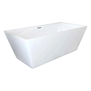 Freistehende, rechteckige Badewanne aus Acryl, 170x80 cm, mit Überlauf und vormontiertem Zubehör.