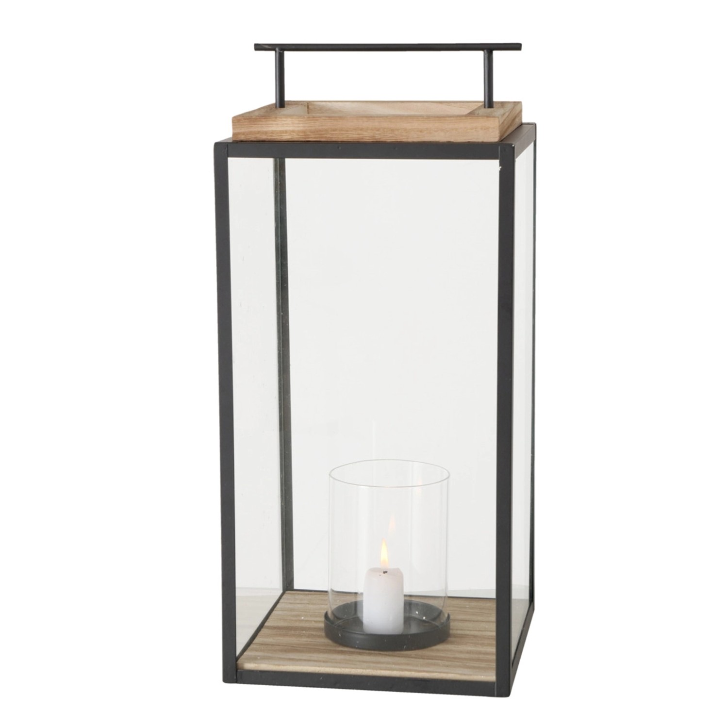Boltze Home Laterne Damiano Klein 35 cm x 15 cm x 15 cm Schwarz-Natur günstig online kaufen