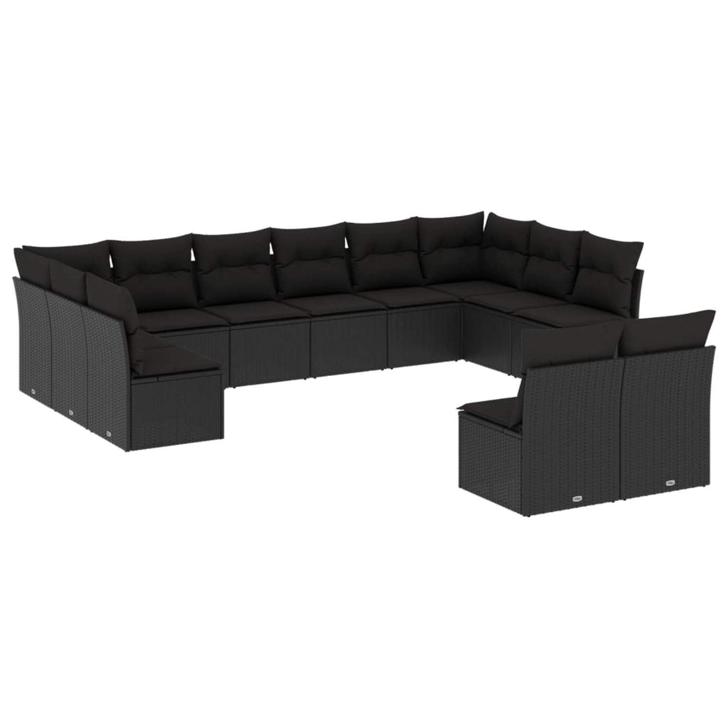 vidaXL 12-tlg Garten-Sofagarnitur mit Kissen Schwarz Poly Rattan Modell 5