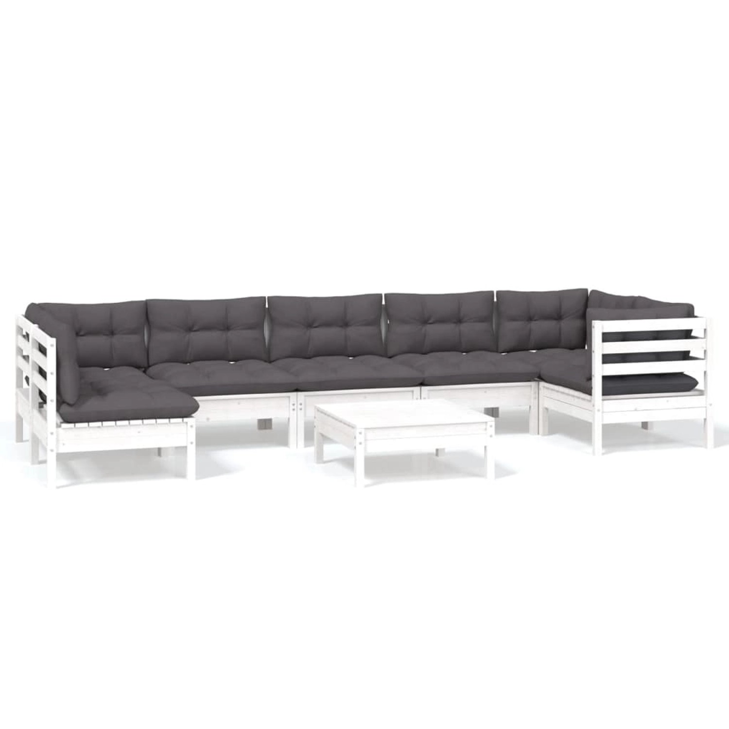 vidaXL 8-Tlg Garten-Lounge-Set mit Kissen Weiß Kiefernholz 3096437