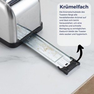 Sommertal Toaster ST1500 XXL 4 Scheiben mit Brötchenaufsatz