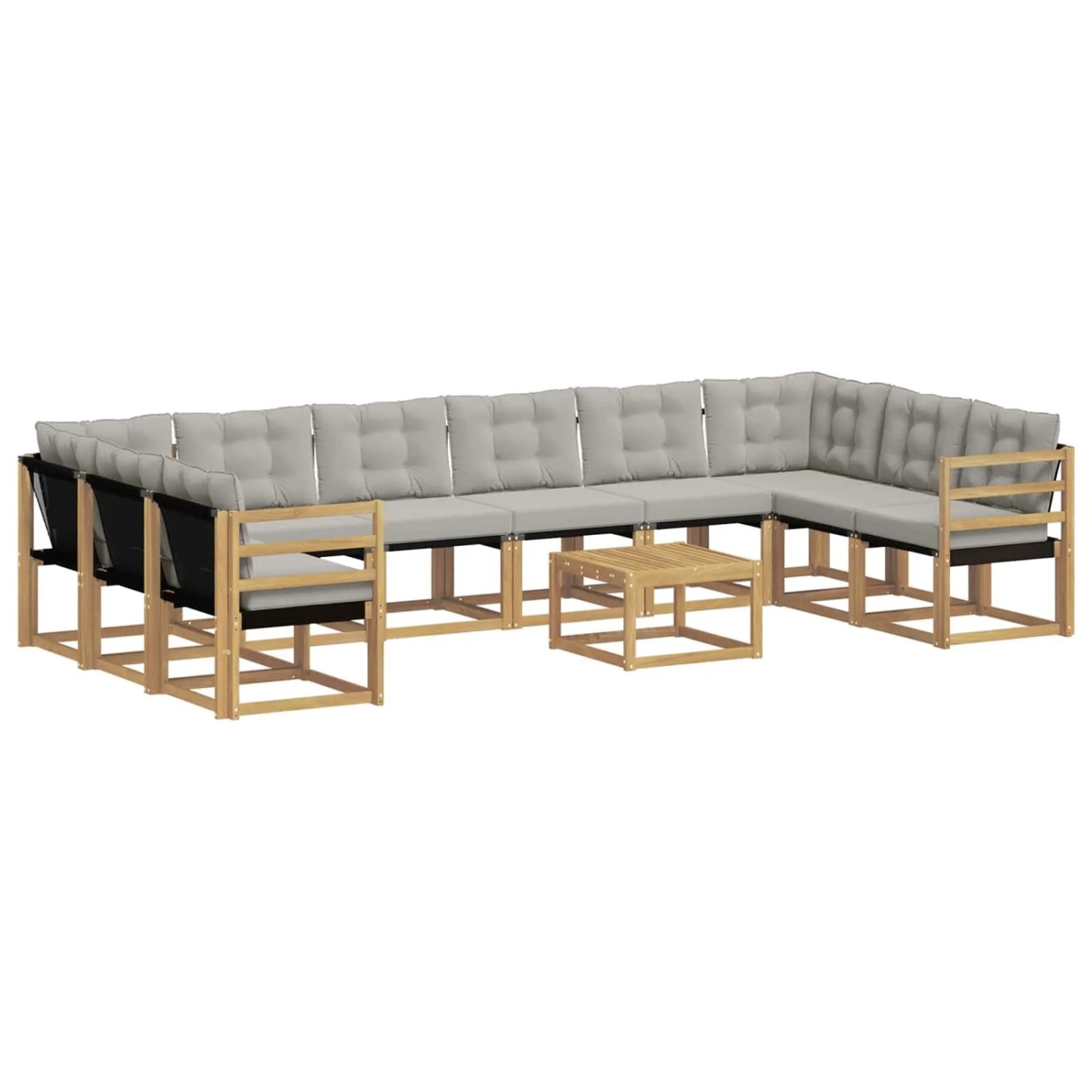 vidaXL Outdoor-Sofagarnitur mit Kissen 11 Stk Weiß und Hellgrau 3389921