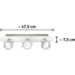 OBI LIGHTING LED Spot Montaro, 3er Deckenleuchte in Chrom-Optik mit schwenkbaren Spots, ca. 47,5 cm breit.