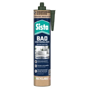Sista Sanitär-Silikon für Bad & Küche, Beige, 280 ml Kartusche. Schimmelresistent, wasserfest zum Abdichten von Fugen.