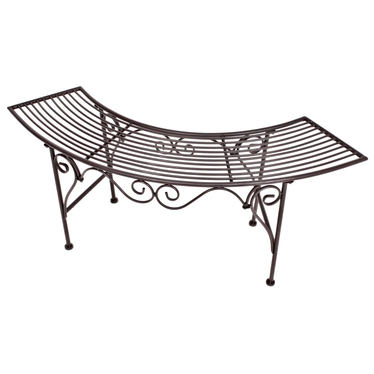 DELUKE Gartenbank ROLAND 125cm Breit Eisen Braun Bogenbank Terrassenbank Wetterfest Sitzbank Outdoor