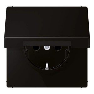 Jung Steckdose mit Klappdeckel, Schuko, 16 A, 250 V, Graphitschwarz Matt.