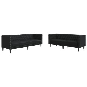 vidaXL 2-Tlg Chesterfield-Sofa-Set Schwarz Kunstleder 3209274