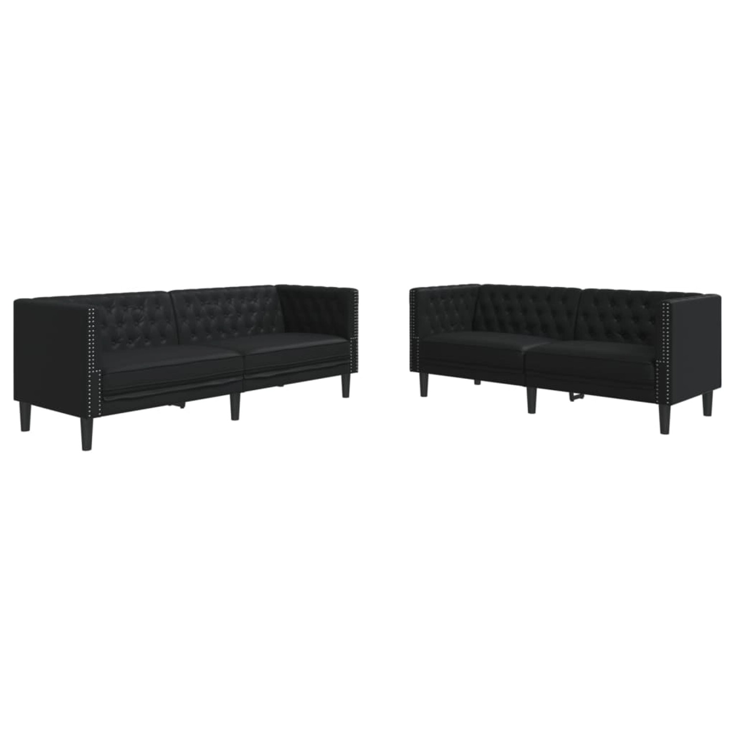 vidaXL 2-Tlg Chesterfield-Sofa-Set Schwarz Kunstleder 3209274 günstig online kaufen