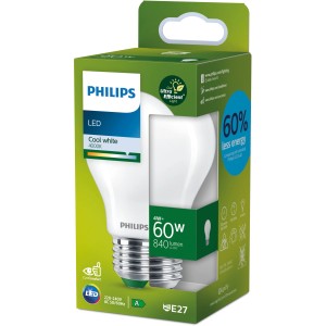 Philips LED-Lampe E27, 4W, Glühlampenform, matt, in Verpackung.