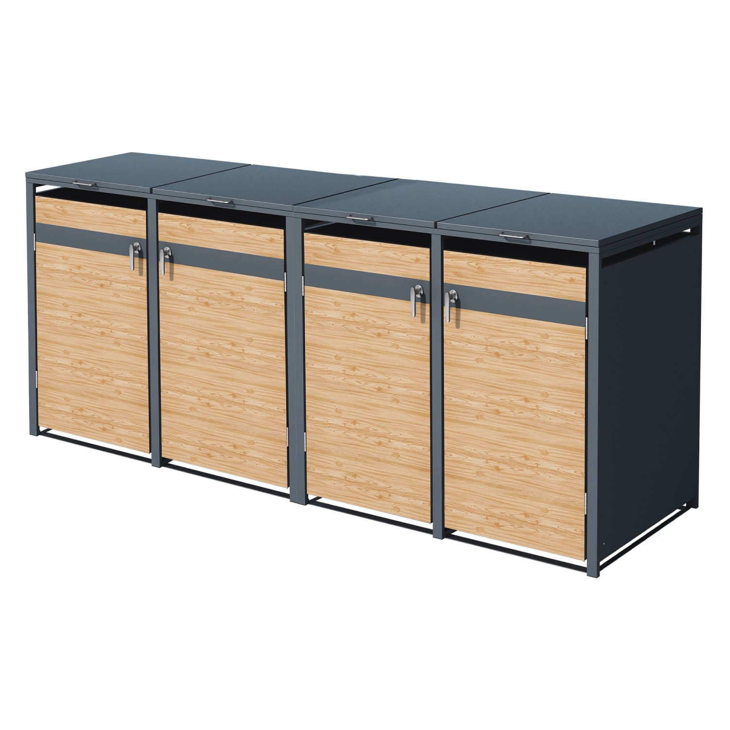 ML-Design Mülltonnenbox 4Er Anthrazit-Lärchenoptik 264x80x116,3 cm günstig online kaufen