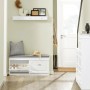 SoBuy Schuhbank FSR64-W mit zwei Schuhklappen, weißes MDF, 104 cm breit.