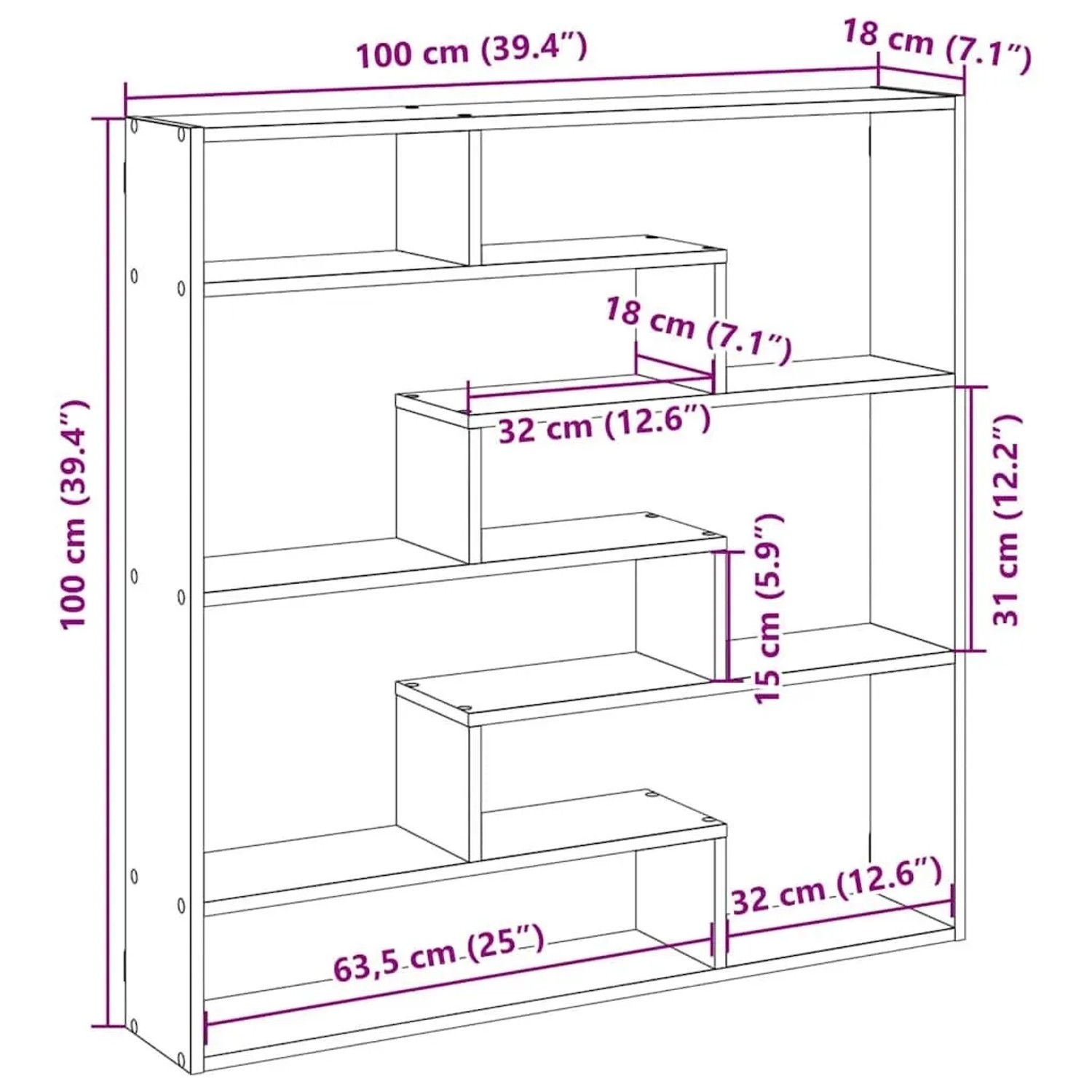 vidaXL Würfelregal 7 Fächer Weiß Holzwerkstoff 860022_10