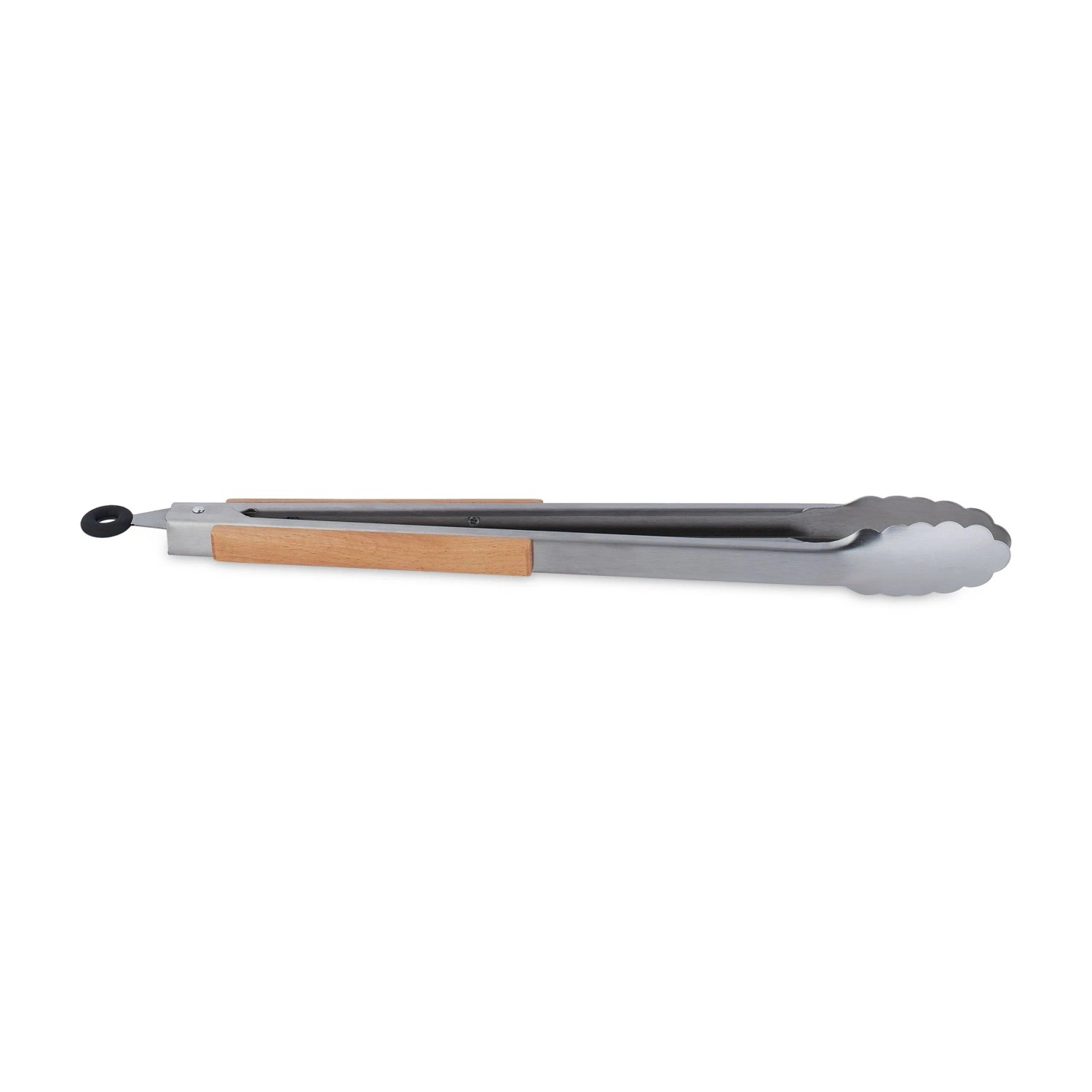 Relaxdays Grillzange Edelstahl Holz Silber Natur Feststellbar 42,5 cm x 4,5 cm x 3,5 cm 200 g