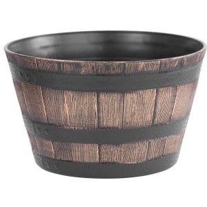 Goldener Blumentopf im Holz-Effekt Design, 39x28cm. Dekorative Vase für Pflanzen, Kräuter und Blumen.