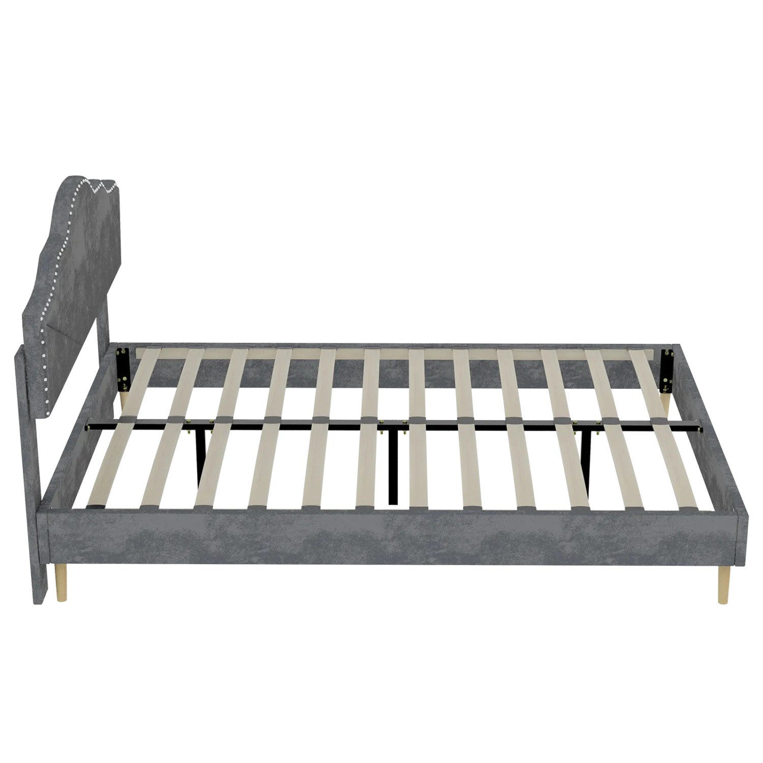 Okwish Polsterbett 160x200cm Mit Kopfteil Schlafzimmer Grau Ohne Matratze