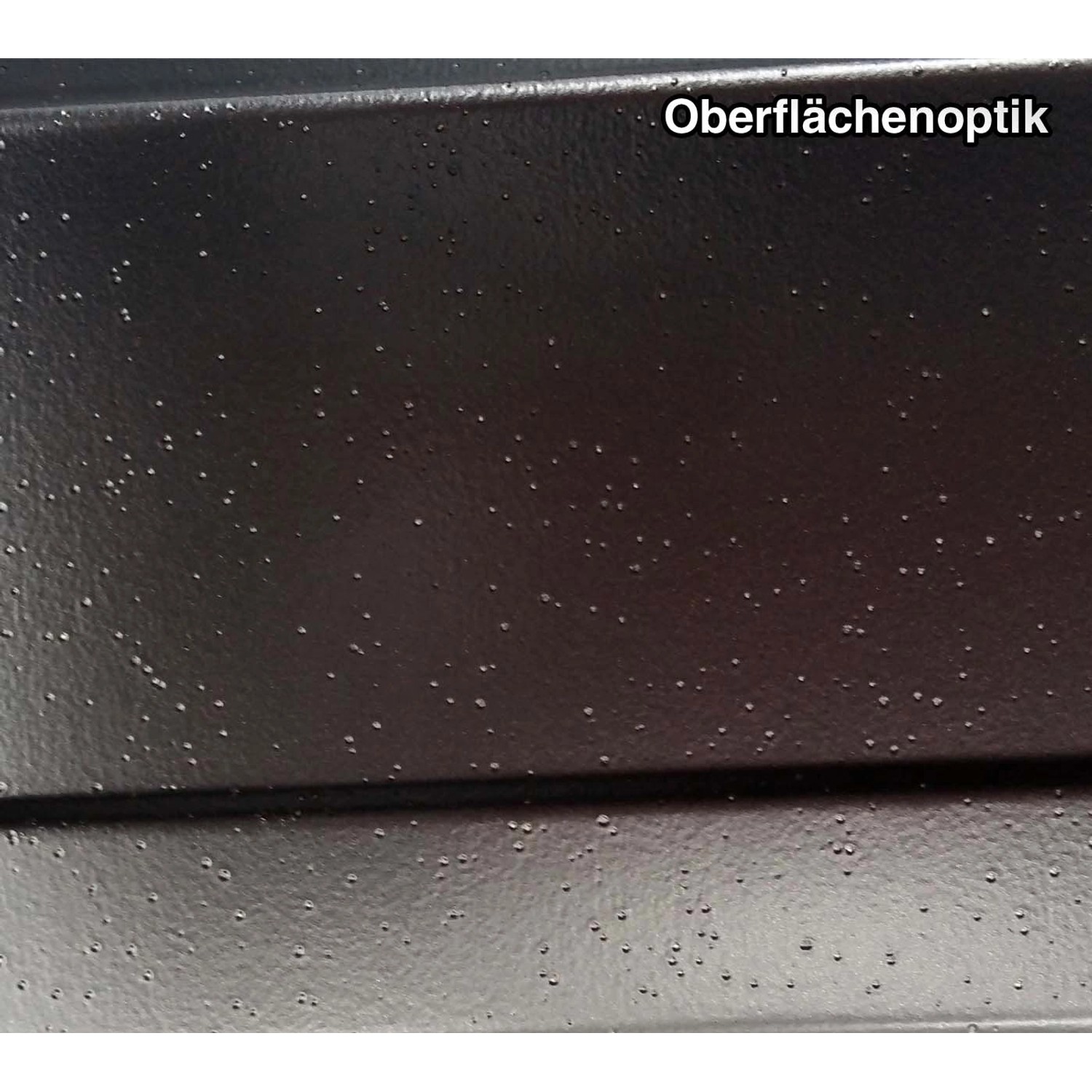 Detailaufnahme der Oberflächenstruktur des anthrazitfarbenen Sojag Verona Pavillons.