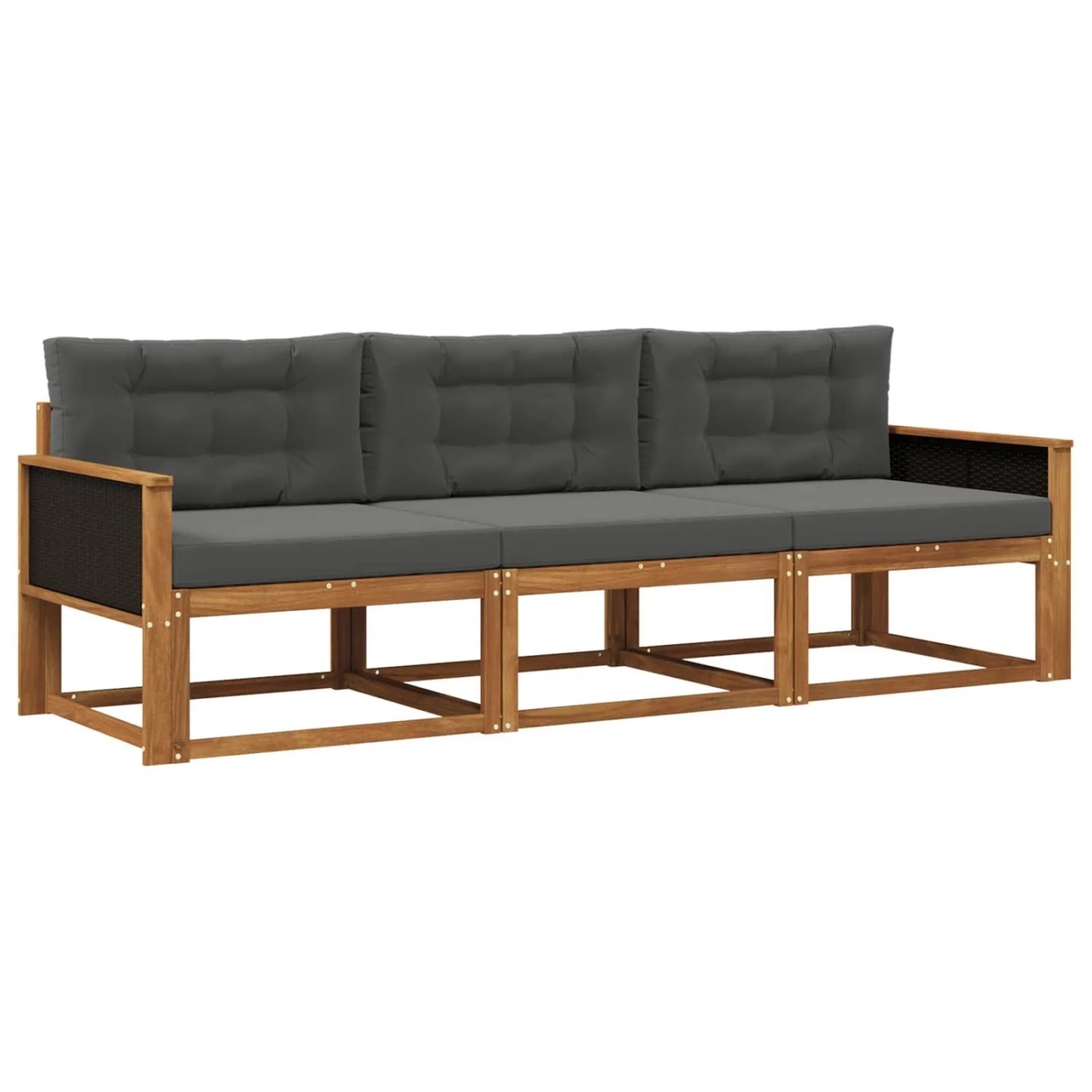 vidaXL Outdoor-Sofagarnitur mit Kissen 3 Stk Natur und Anthrazit 3382295