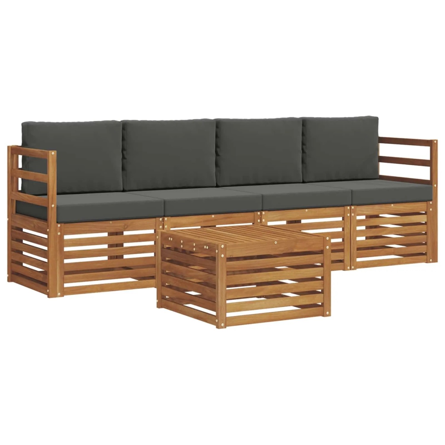 vidaXL Sofagarnituren 5 Tlg Natur und Anthrazit Massivholz Akazie 3374312
