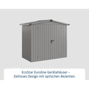 Hörmann EcoStar Gerätehaus Euroline, Satteldach, graualuminium, 237x134 cm.